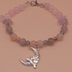 The Moon and The Hare Rose quartz and Amethyst Bracelet